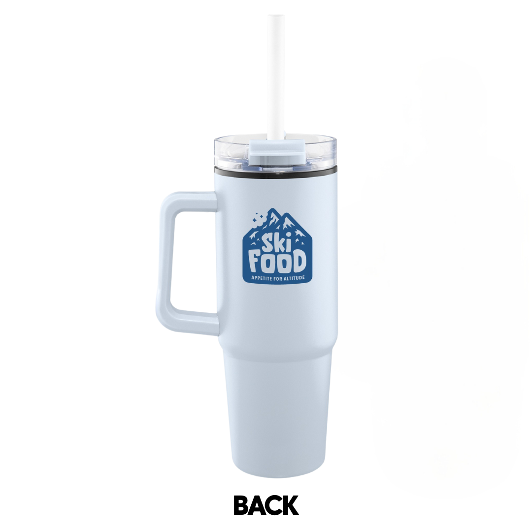 SkiFood 30 oz Stainless Steel Travel Mug – Leak-Resistant, Insulated, Adventure-Ready Tumbler - Powder Blue