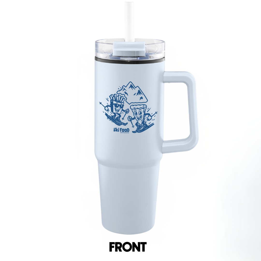 SkiFood 30 oz Stainless Steel Travel Mug – Leak-Resistant, Insulated, Adventure-Ready Tumbler - Powder Blue