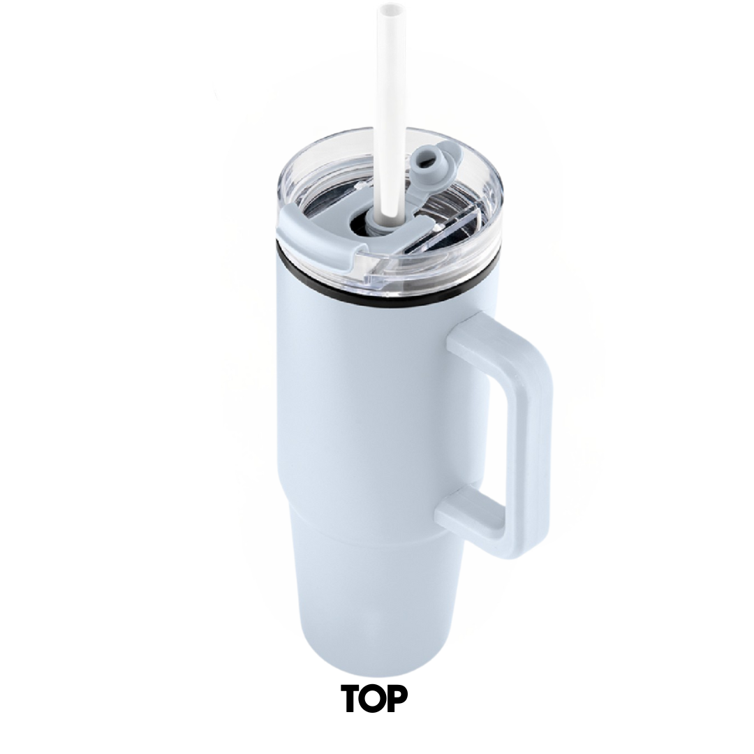 SkiFood 30 oz Stainless Steel Travel Mug – Leak-Resistant, Insulated, Adventure-Ready Tumbler - Powder Blue