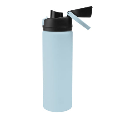 SkiFood 24oz Recycled Stainless Steel Insulated Water Bottle – Glacier Blue | Pop-Top Sip Lid & Clip Handle