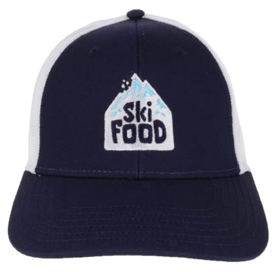 SkiFood Trucker Hat – Embroidered Logo Mesh Back Cap Snapback for Ski & Adventure