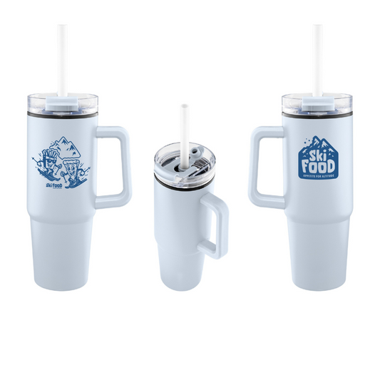 SkiFood 30 oz Stainless Steel Travel Mug – Leak-Resistant, Insulated, Adventure-Ready Tumbler  - Powder Blue