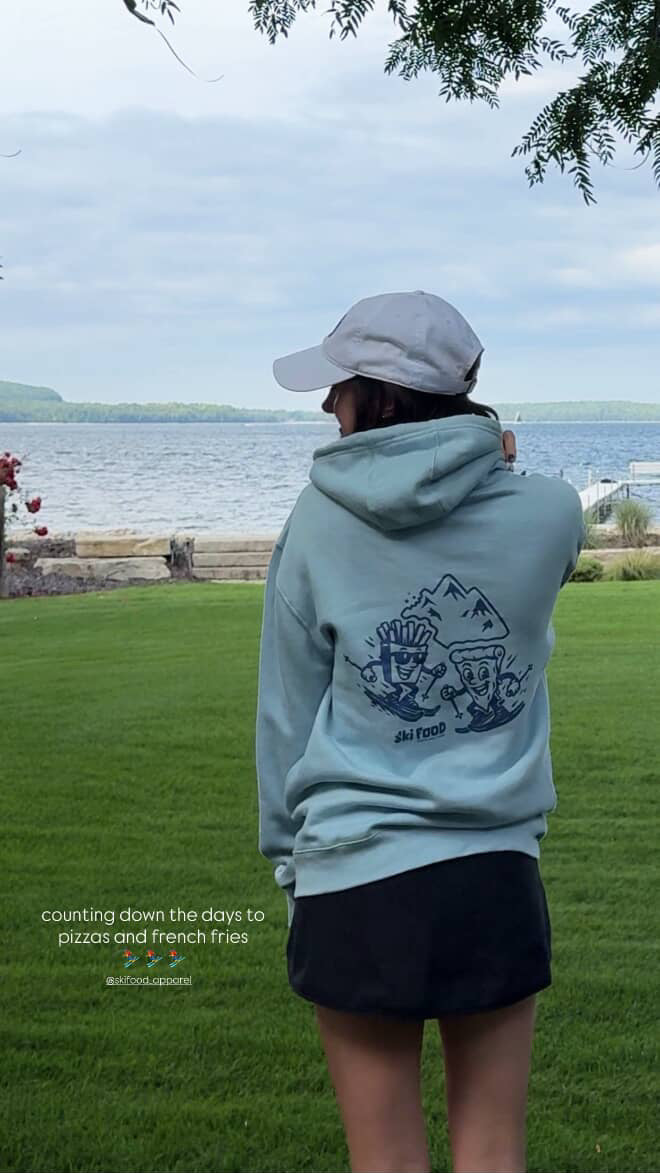 SkiFood Adult Ski & Snowboard Hoodie – Pizza & French Fry Fun with Cheesy Charley & Fred the Fry